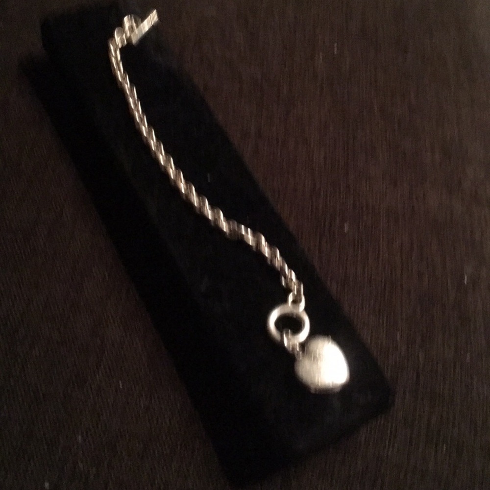 Silver Heart Locket Toggle Bracelet letter N & T